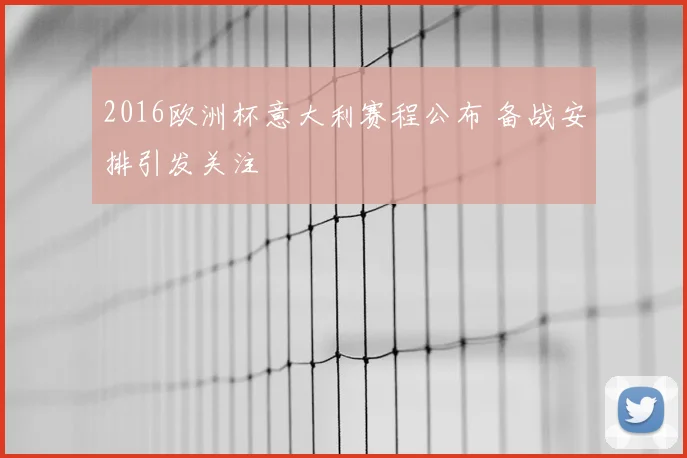 2016欧洲杯意大利赛程公布 备战安排引发关注